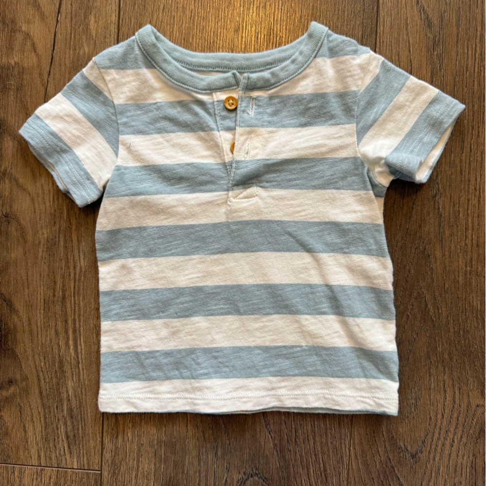Baby Blue & White Striped Short-Sleeve Tee